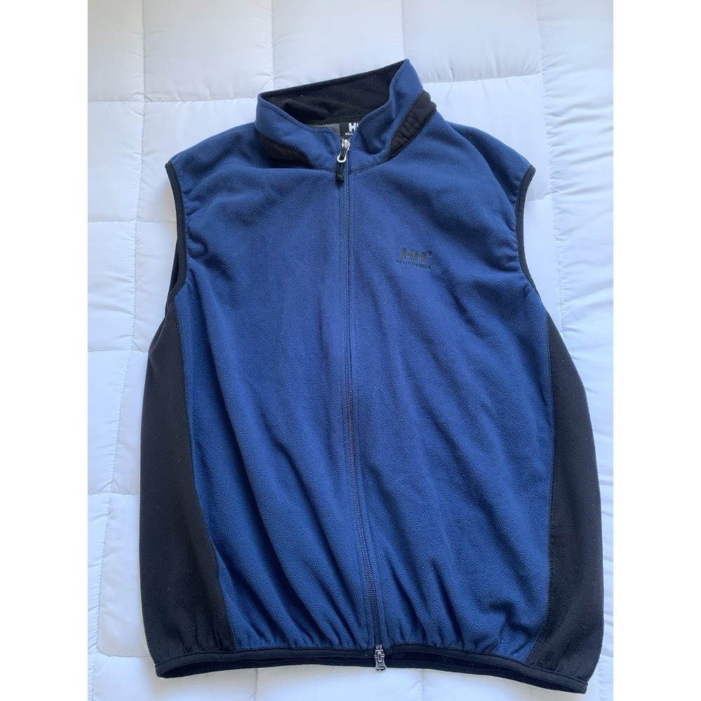 Helly Hansen Fleece Vest Mens XL Navy Blue Full‎ Zip Fleece Zip Pocket in Back
